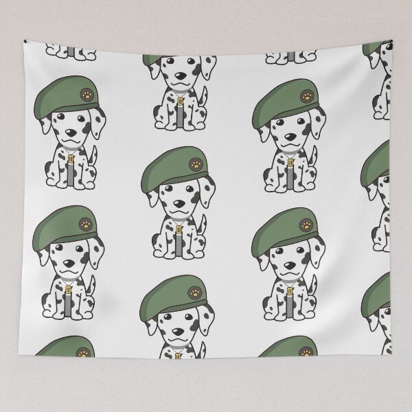 Item preview, Cute Green Beret Dalmatian guard dog on duty designed and sold by Pet Station.