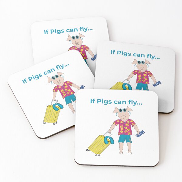 Item preview, If Pigs can fly... Blue Travel Pig is at the airport. Flight, summer holiday, vacation, winter sun. designed and sold by PiggingJapan.