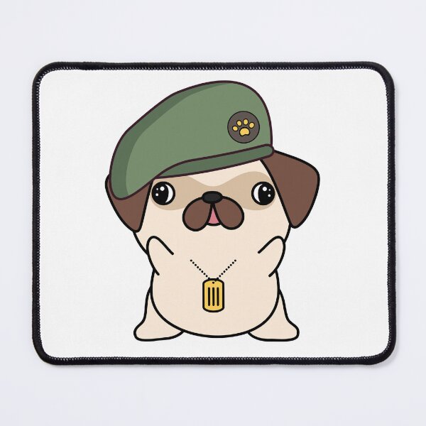 Item preview, Cute Green Beret Pug guard dog on duty designed and sold by Pet Station.