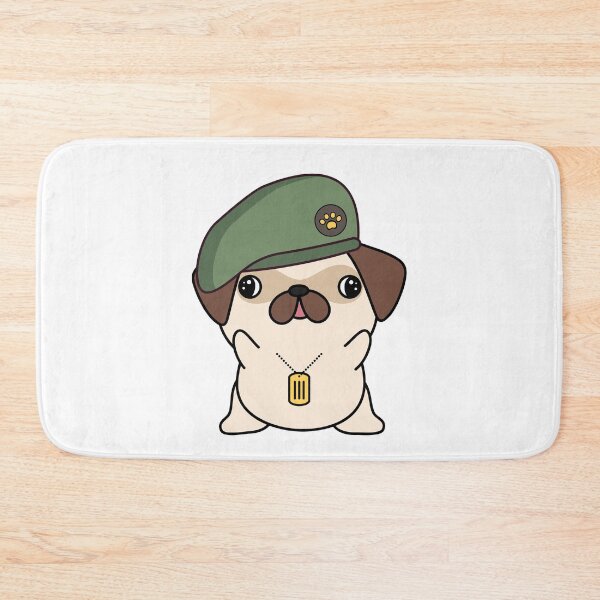 Item preview, Cute Green Beret Pug guard dog on duty designed and sold by Pet Station.