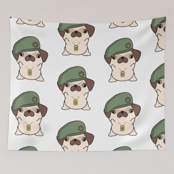 Item preview, Cute Green Beret Pug guard dog on duty designed and sold by Pet Station.