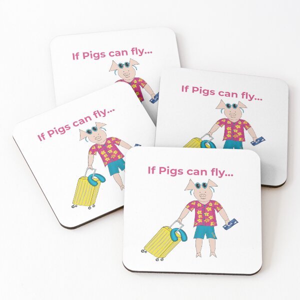 Item preview, If Pigs can fly... Pink Travel Pig is at the airport. Flight, summer holiday, vacation, winter sun. designed and sold by PiggingJapan.