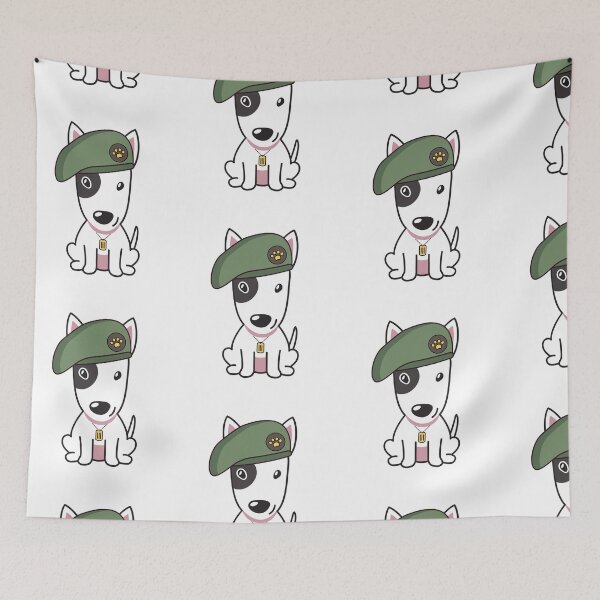 Item preview, Cute Green Beret Bull Terrier guard dog on duty designed and sold by Pet Station.