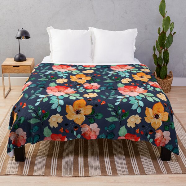 Item preview, Colorful Floral Pattern blue background designed and sold by Eunoia-ikigai.