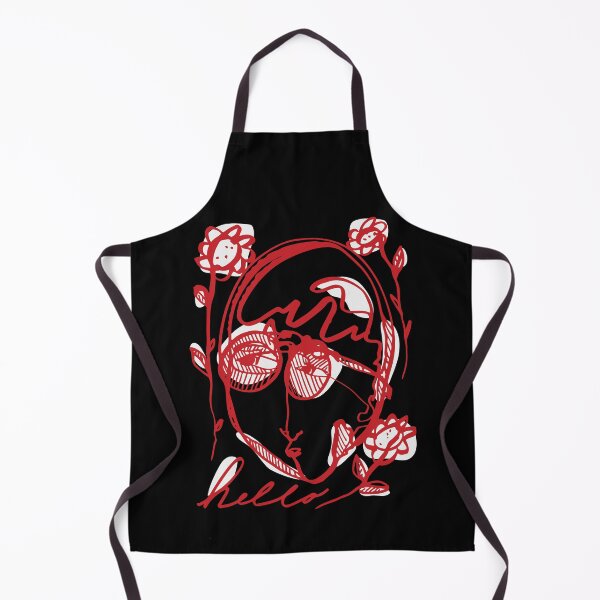 Item preview, Hello Darlin Abstract Face with Glasses and Flowers Line Art Red and White Design designed and sold by SleepingInCo.