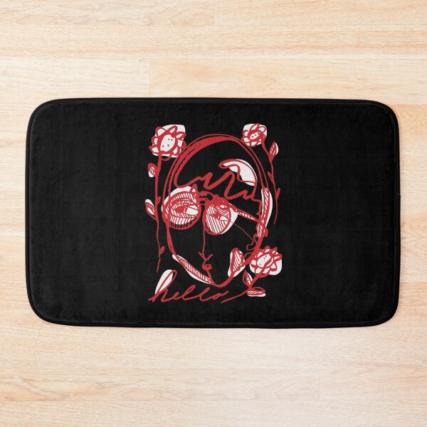 Item preview, Hello Darlin Abstract Face with Glasses and Flowers Line Art Red and White Design designed and sold by SleepingInCo.