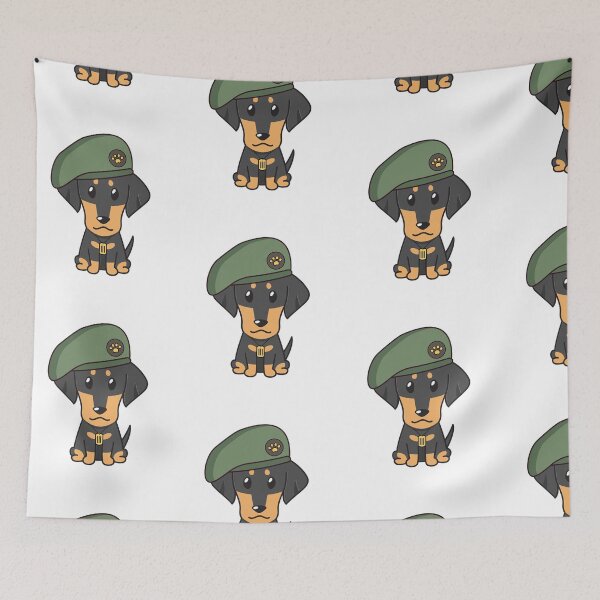 Item preview, Cute Green Beret Dachshund guard dog on duty designed and sold by Pet Station.