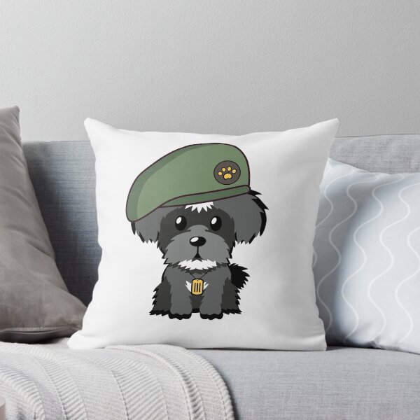 Item preview, Cute Green Beret Schnauzer guard dog on duty designed and sold by Pet Station.