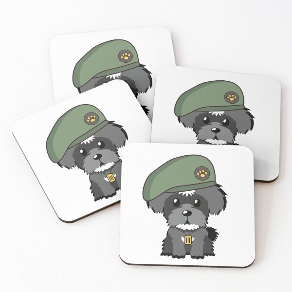 Item preview, Cute Green Beret Schnauzer guard dog on duty designed and sold by Pet Station.