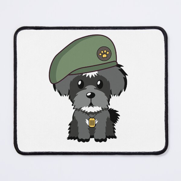 Item preview, Cute Green Beret Schnauzer guard dog on duty designed and sold by Pet Station.
