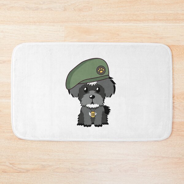 Item preview, Cute Green Beret Schnauzer guard dog on duty designed and sold by Pet Station.