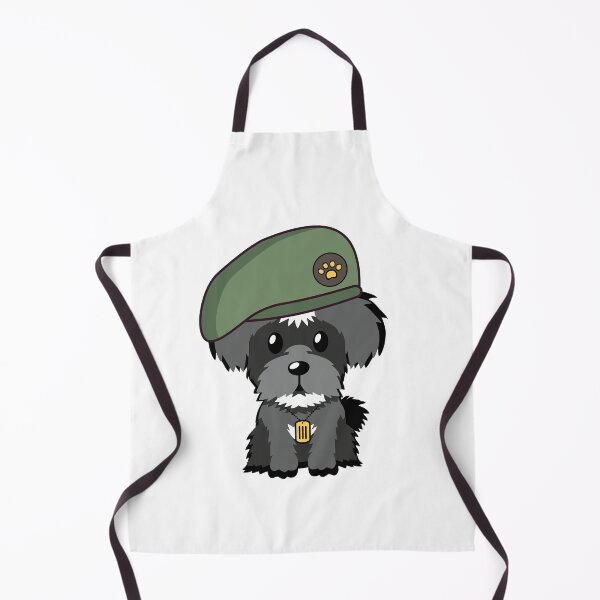 Item preview, Cute Green Beret Schnauzer guard dog on duty designed and sold by Pet Station.