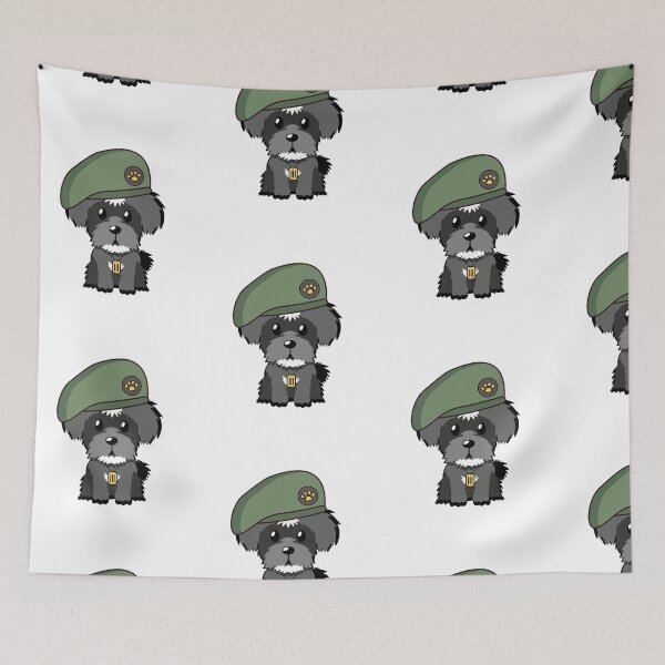 Item preview, Cute Green Beret Schnauzer guard dog on duty designed and sold by Pet Station.