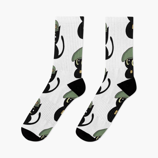 Item preview, Cute Black Cat wearing a green beret designed and sold by Pet Station.