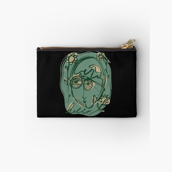 Item preview, Hello Darlin Abstract Face with Glasses and Flowers Line Art Green and Brown Design designed and sold by SleepingInCo.