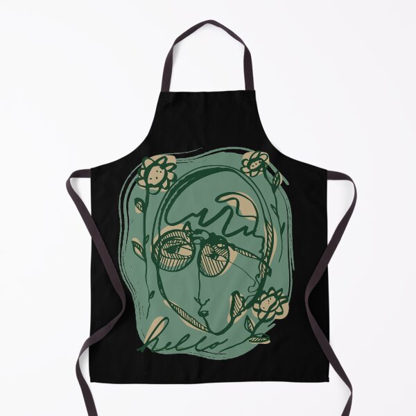 Item preview, Hello Darlin Abstract Face with Glasses and Flowers Line Art Green and Brown Design designed and sold by SleepingInCo.