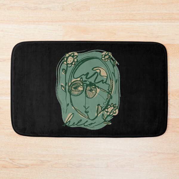Item preview, Hello Darlin Abstract Face with Glasses and Flowers Line Art Green and Brown Design designed and sold by SleepingInCo.