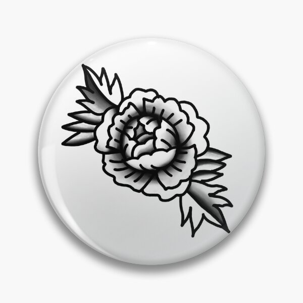 Item preview, Black and white American traditional Rose designed and sold by Bird  Brain.
