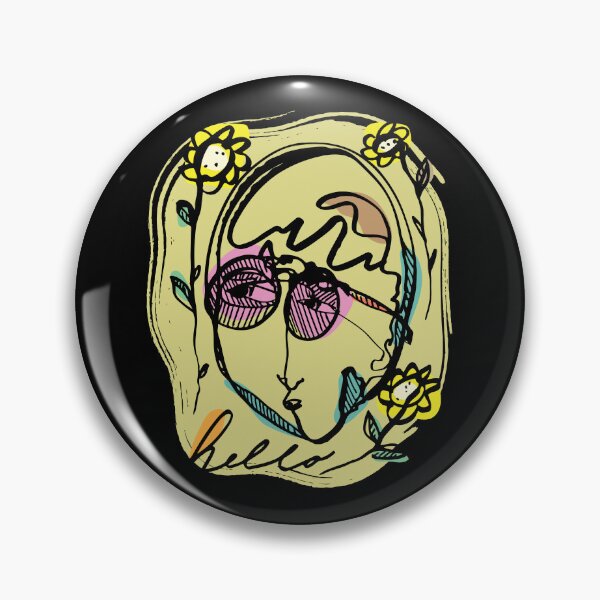 Item preview, Hello Darlin Abstract Face with Glasses and Flowers Line Art Pastel Design designed and sold by SleepingInCo.