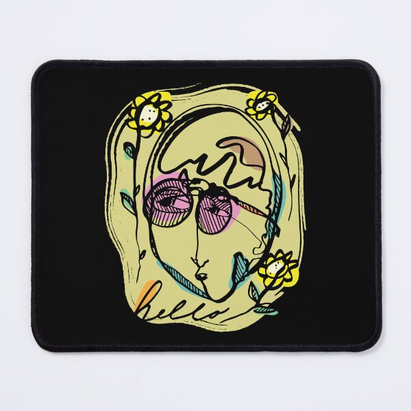 Item preview, Hello Darlin Abstract Face with Glasses and Flowers Line Art Pastel Design designed and sold by SleepingInCo.