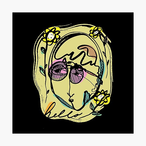 Item preview, Hello Darlin Abstract Face with Glasses and Flowers Line Art Pastel Design designed and sold by SleepingInCo.