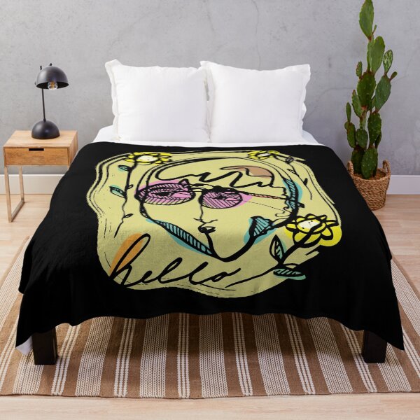 Item preview, Hello Darlin Abstract Face with Glasses and Flowers Line Art Pastel Design designed and sold by SleepingInCo.
