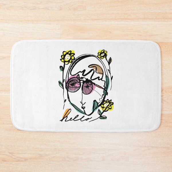 Item preview, Hello Darlin Abstract Face with Glasses and Flowers Line Art Rainbow Design designed and sold by SleepingInCo.