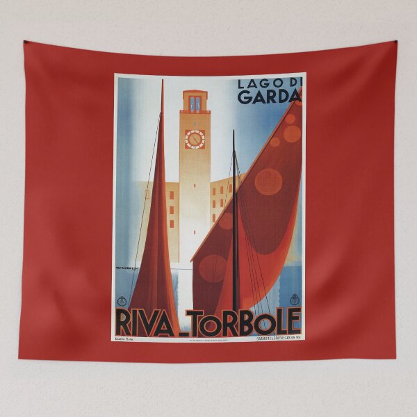 Item preview, Art deco vintage Italian travel Riva Torbole Lake Garda designed and sold by aapshop.