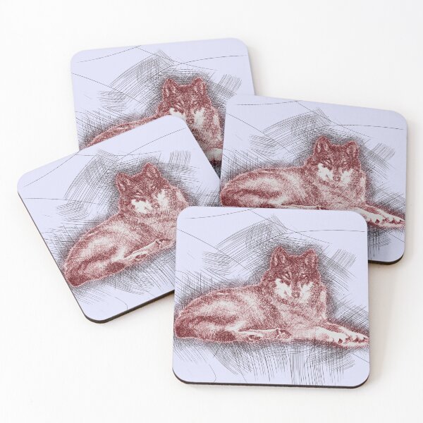 Item preview, Leader of the Pack:The Wolves Vintage Pen Sketch- Full Body Wolf Sketch Red- Box of delights designed and sold by MAEffects.