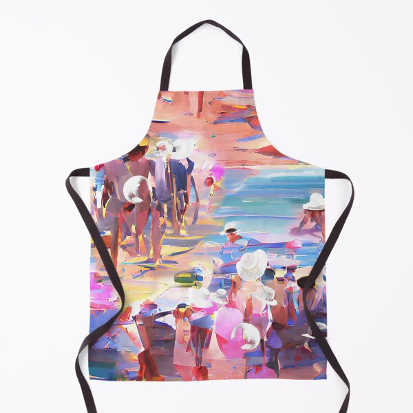 Item preview, white hats, watercolor, lots of people, in hats, on the beach, heads turned away, scorching sun, chill aut, abstract art, multicolor, optimism designed and sold by Maria Mihailova.