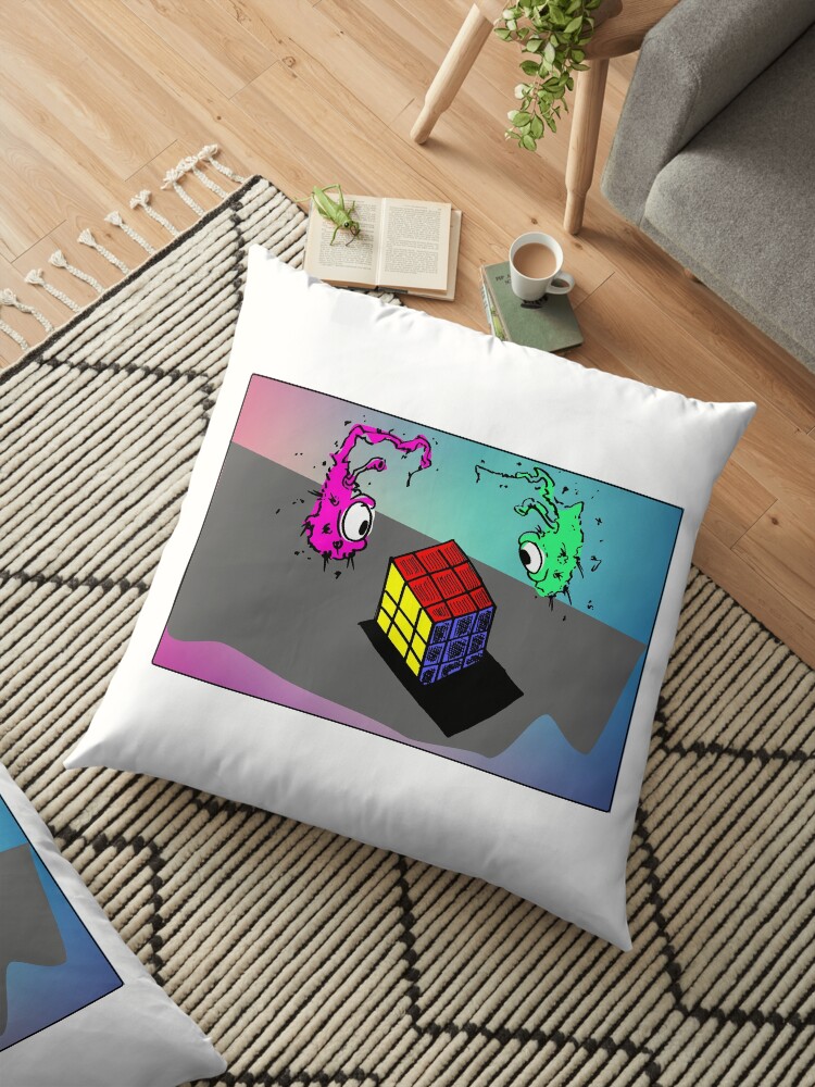 Aliens Meet Rubik S Cube Floor Pillow By Anewcreationorg Redbubble