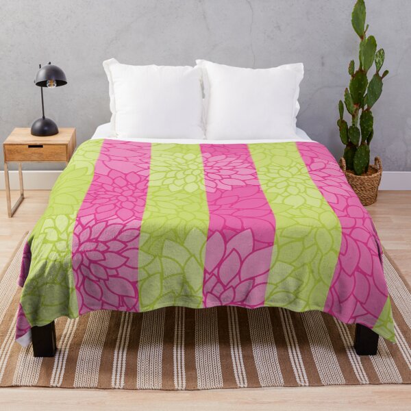 Item preview, Bright Chartreuse Green and Pink Vertical Striped Floral Seamless Repeat Surface Pattern designed and sold by MoePark.