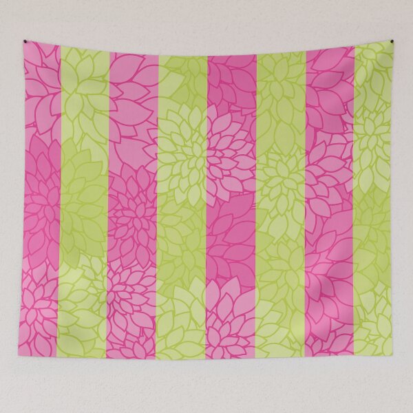 Item preview, Bright Chartreuse Green and Pink Vertical Striped Floral Seamless Repeat Surface Pattern designed and sold by MoePark.
