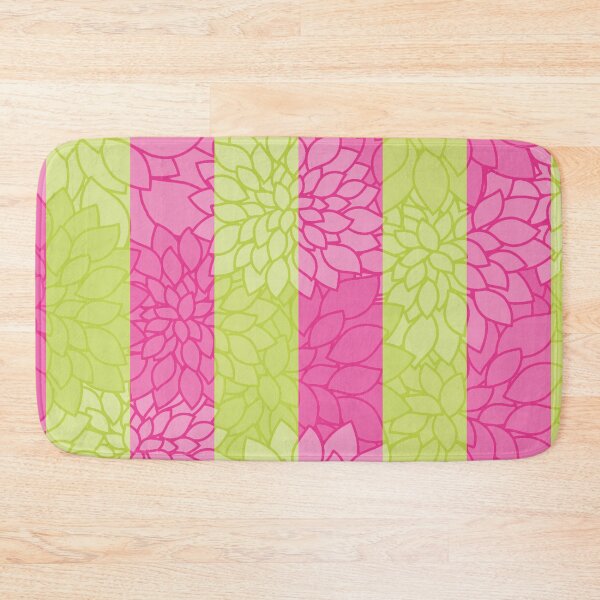 Item preview, Bright Chartreuse Green and Pink Vertical Striped Floral Seamless Repeat Surface Pattern designed and sold by MoePark.