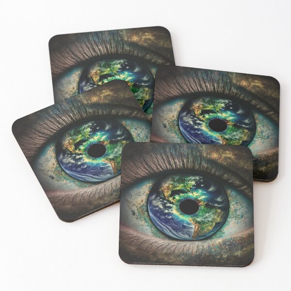 Item preview, Galaxy Earth Eye Universe Close Up Stars and Planets Digital Art Dark designed and sold by Bitcoin-Fashion.