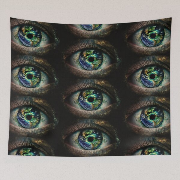 Item preview, Galaxy Earth Eye Universe Close Up Stars and Planets Digital Art Dark designed and sold by Bitcoin-Fashion.
