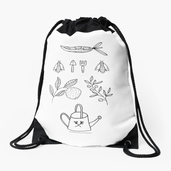 Botanical Illustration Bee happy Drawstring Bag