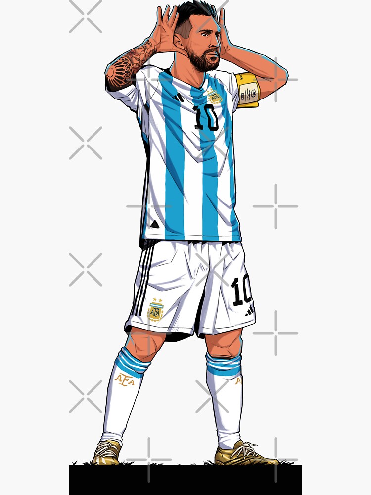 Thumbnail 3 of 3, Sticker, Leo Messi celebration vs Netherlands designed and sold by farqaleitart.