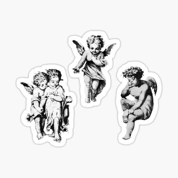 Item preview, Modern Vintage Cupid Angels Black White Floral Toile  designed and sold by tanjica.