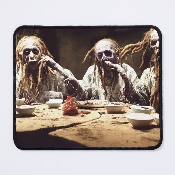 Item preview, Three elderly rastafari zombies eating at abandoned sushi restaurant designed and sold by RK - Shop.
