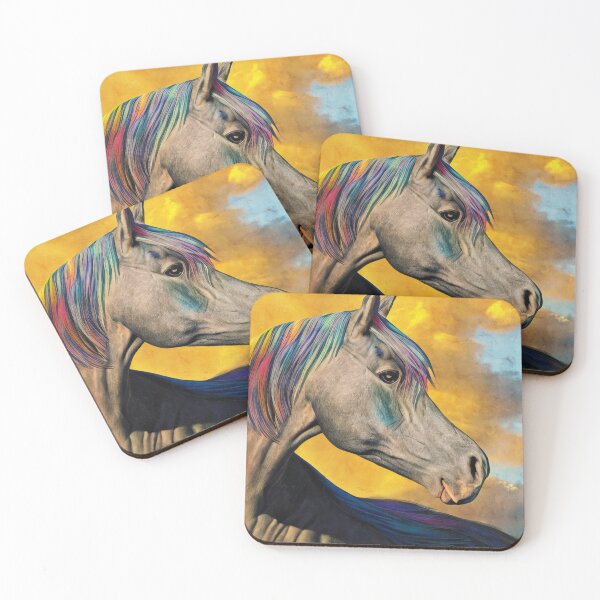 Item preview, Arabian horse portrait in the sunset light – digital painting designed and sold by NickoPrints.