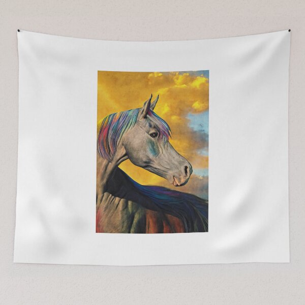 Item preview, Arabian horse portrait in the sunset light – digital painting designed and sold by NickoPrints.