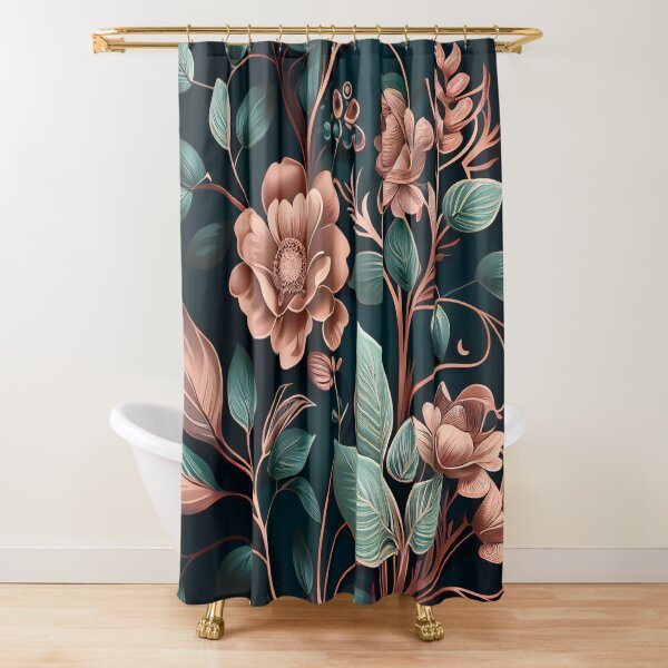 Item preview, Rose Gold and Teal Art Nouveau Florals designed and sold by Orianah.