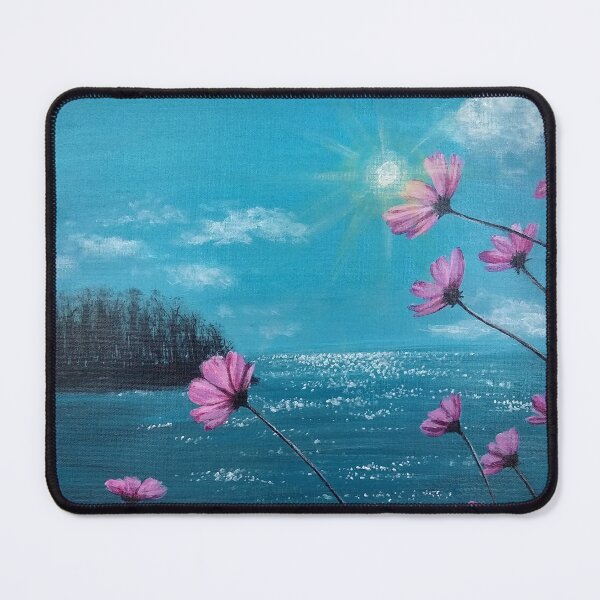 Item preview, Winter sun sparkles on the sea acrylic painting designed and sold by UnaBonitaArt.