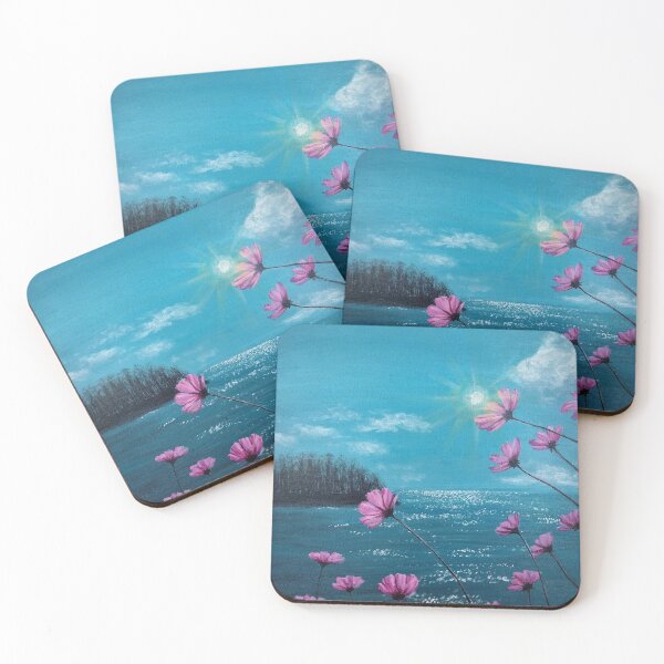 Item preview, Winter sun sparkles on the sea acrylic painting designed and sold by UnaBonitaArt.
