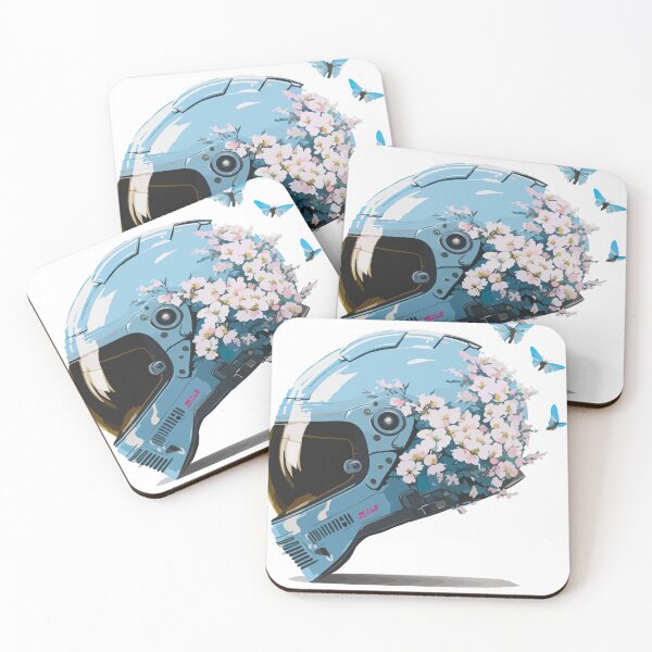 Item preview, Blue helmet aesthetic with flowers designed and sold by Daimonxart.