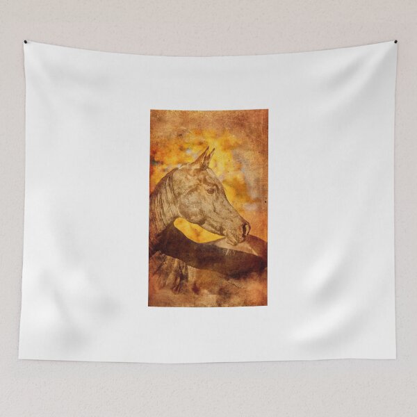 Item preview, Arabian horse portrait blended on old paper designed and sold by NickoPrints.