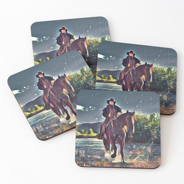 Artikelvorschau, Cowboy auf dem Fluss-Aquarell entworfen und verkauft von LGMmugsdesign.
