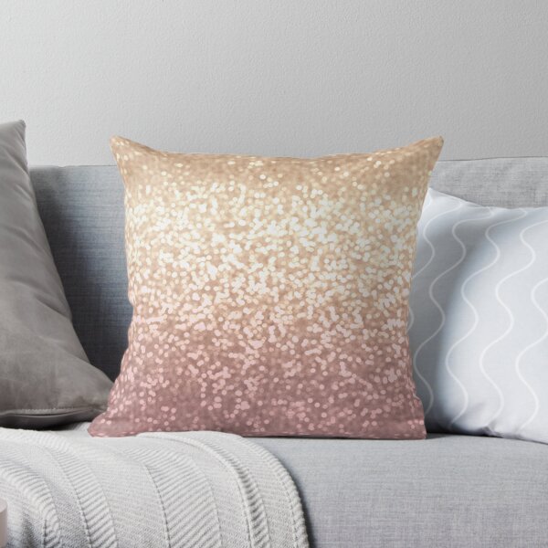 Champagne and Blush Glitter Ombre Throw Pillow