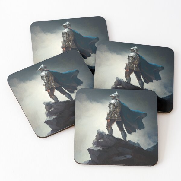 Item preview, Warrior Standing on Top of Hill Art Print designed and sold by pathsofmeaning.